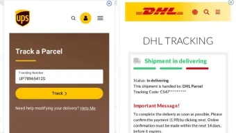 הודעות מתחזות להודעות אמיתיות מחברות UPS ו-DHL. לעיתים קשה מאוד להבדיל