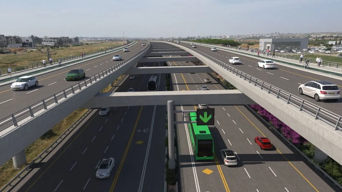 הדמייה של הפרויקט בכביש 6. עלות משוערת של כ-5 מיליארד שקל. הדמייה: חוצה ישראל