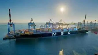 אניית MSC במסוף הכרמל בנמל חיפה. תמונת ארכיון