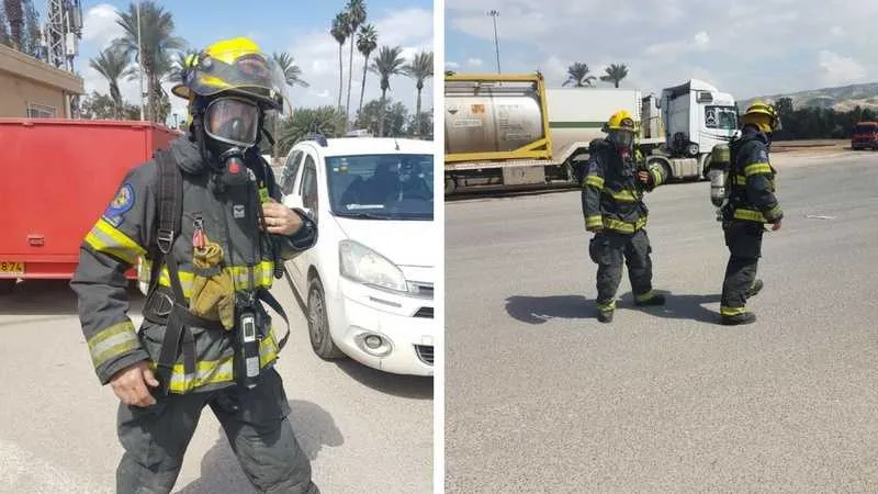 לוחמי אש מטפלים בפליטת חומ"ס במעבר נהר הירדן 