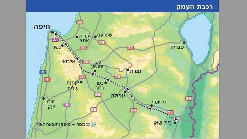 תוואי רכבת העמק. צילום: חברת נתיבי ישראל