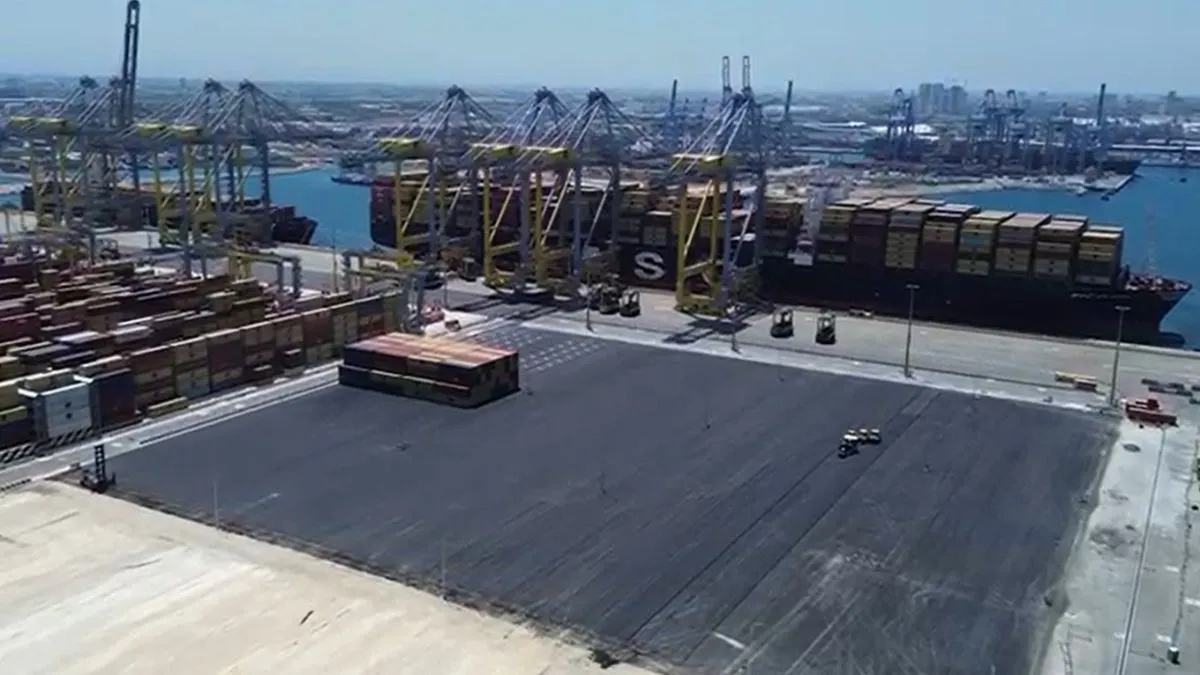 השטח החדש שהוכשר בנמל הדרום לטובת אחסון מכולות ריקות 
