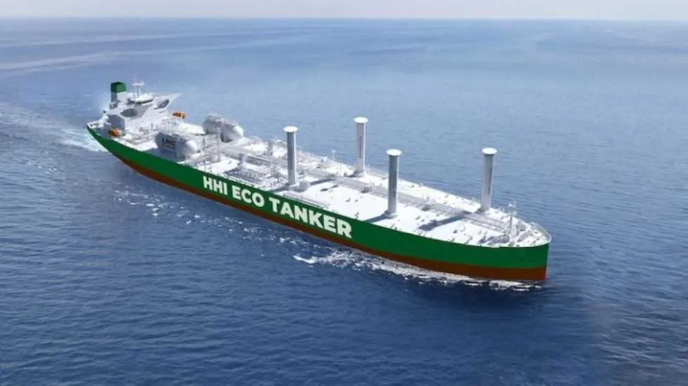 עיצוב חדשני לאניית VLCC של מספנות יונדאי הכולל Sail Rotor