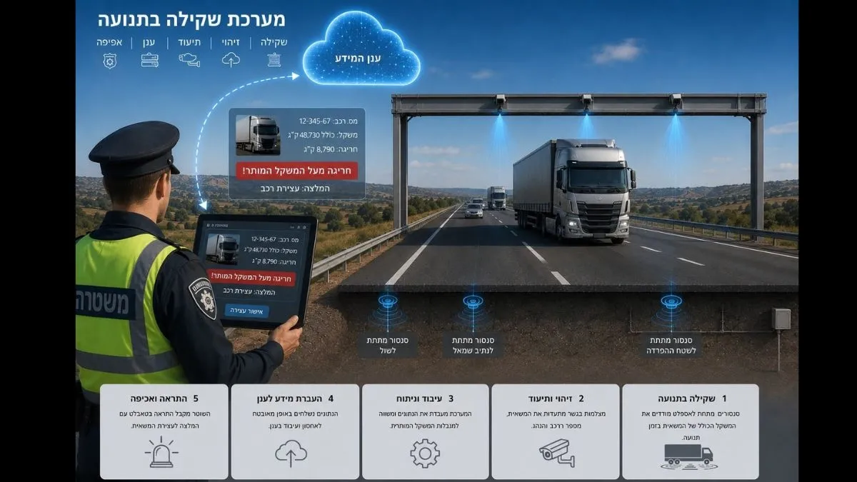 כביש 6: מערכת אוטומטית תשקול משאיות תוך כדי נסיעה
