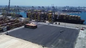 השטח החדש שהוכשר בנמל הדרום לטובת אחסון מכולות ריקות 