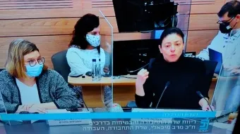 חה״כ מרב מיכאלי, שרת התחבורה, ומנכ״לית משרדה, מיכל פרנק, בדיון בוועדת הכלכלה של הכנסת
