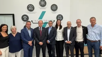 אירוע השקת המרכז לתעשייה מתקדמת במעמד שר הכלכלה והתעשייה, ניר ברקת, ראש עיריית כרמיאל, משה קונינסקי ונשיא התאחדות התעשיינים, רון תומר